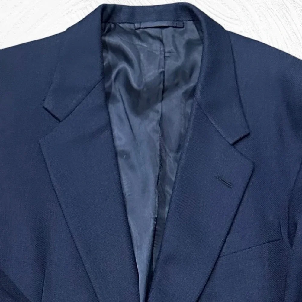 Walter Morton Clothes Jacket Blazer Wool 45L Navy Blue Gold Buttons Classic